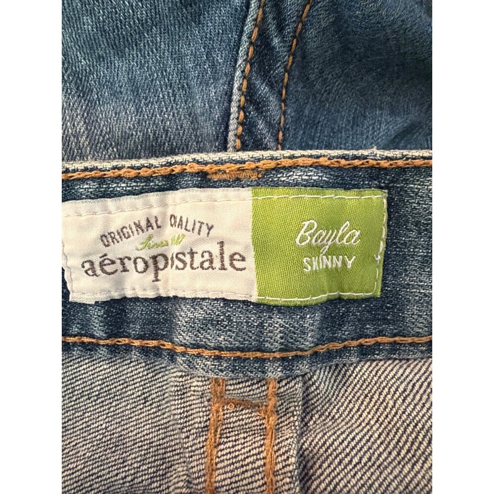 Aeropostale Bayla Skinny Jeans Blue Denim Mid Rise Stretch Size 7/8 - Picture 4 of 5